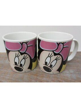 Two Disney Minnie Mouse With Pink Bow Coffee Mugs Cups By Applause